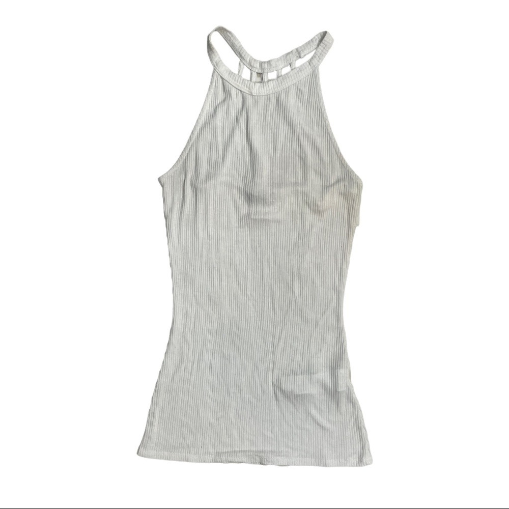 Venus Cream Knit Strappy Back Halter Tank - Picture 3 of 8